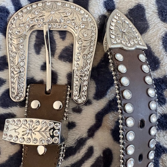 Blazin Roxx Accessories - Blazin Roxx Tan Leather Belt with Silver Accents